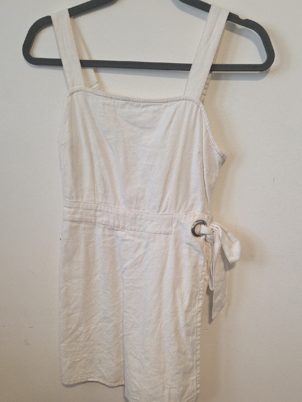 White Cotton Tie-Side Romper